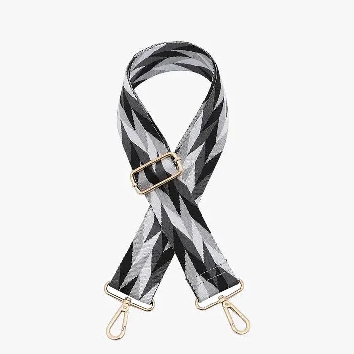 Herringbone Handbag Strap - Black/Grey