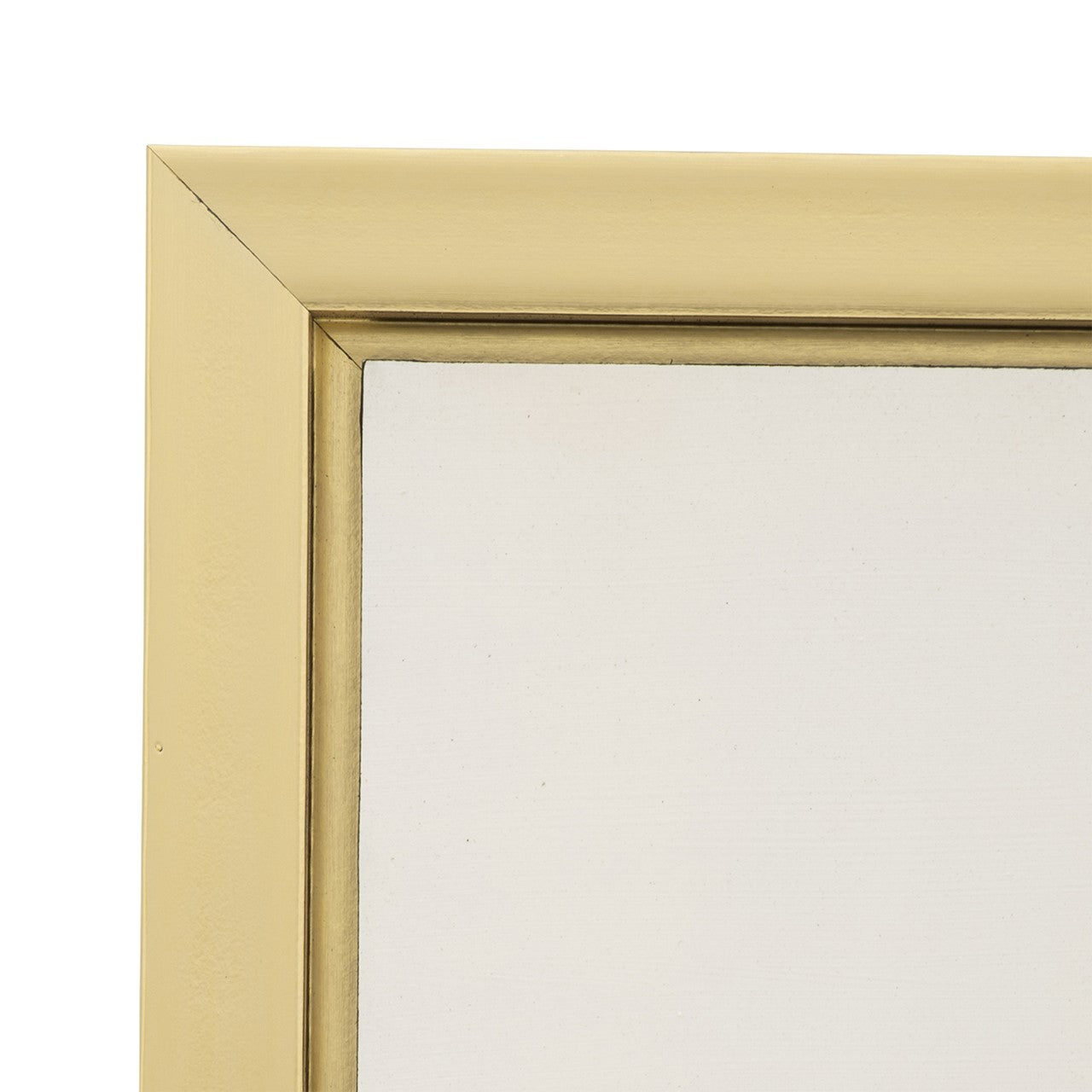 Golden corner of a blank canvas frame.