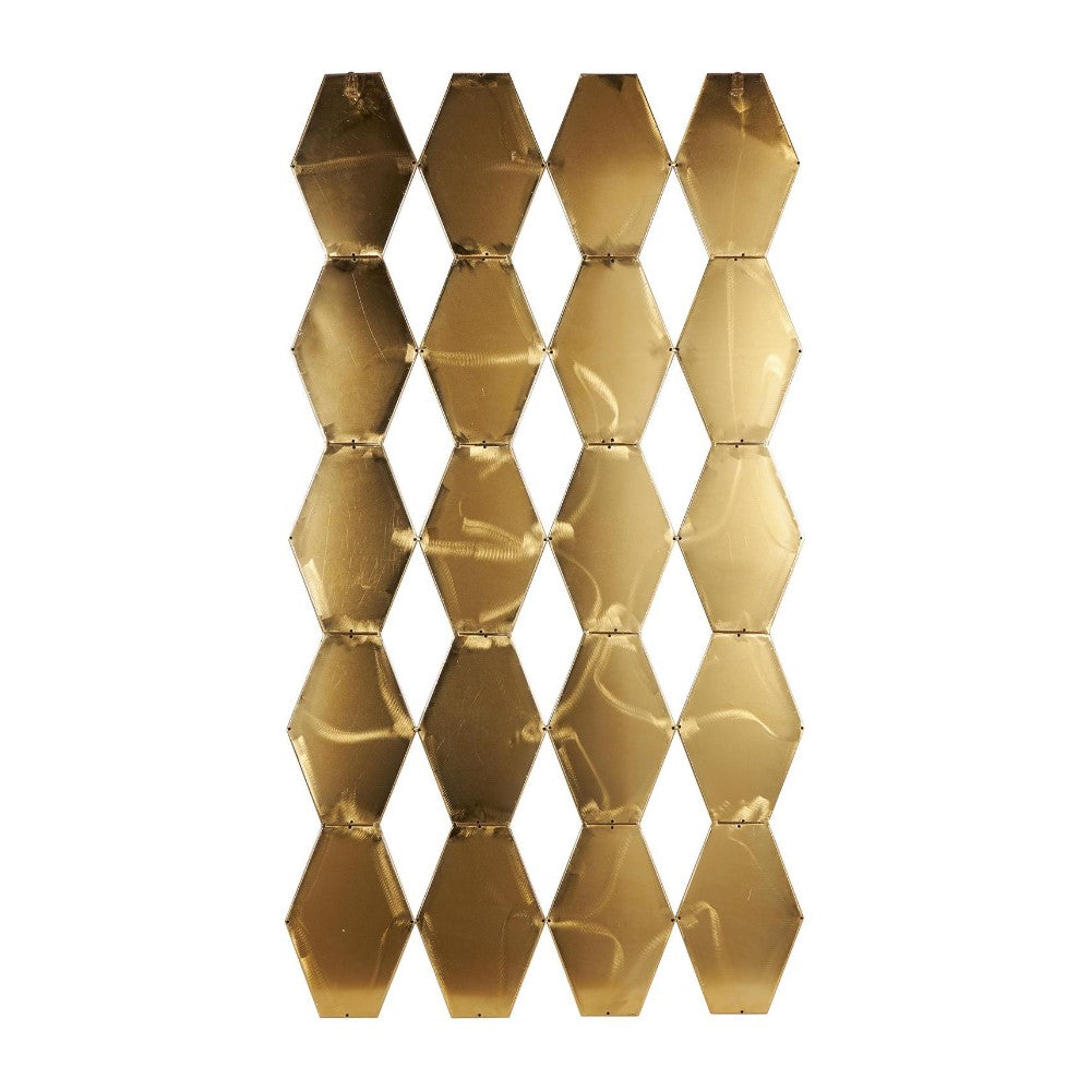Gold hexagonal wall panel design.