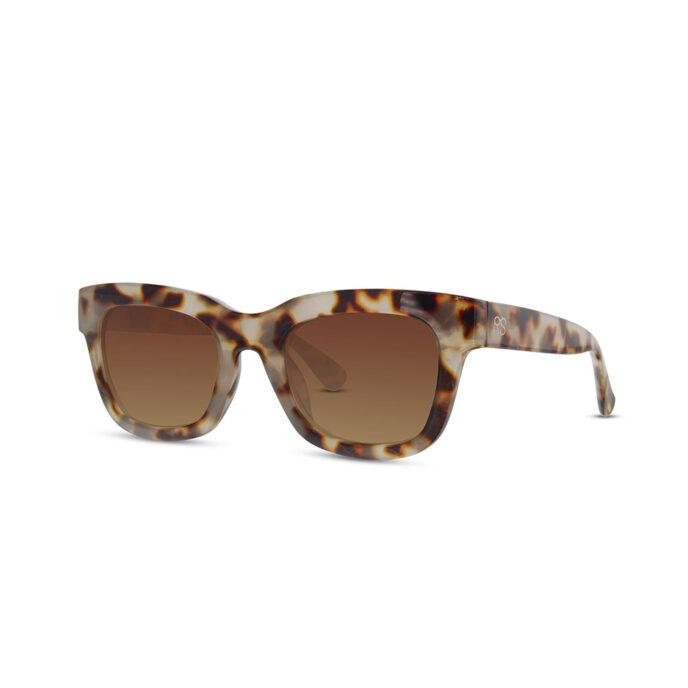 Tortoiseshell sunglasses with brown lenses.
