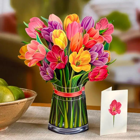 Picture of Festive Tulips Pop-Up Bouquet Greeting Card
