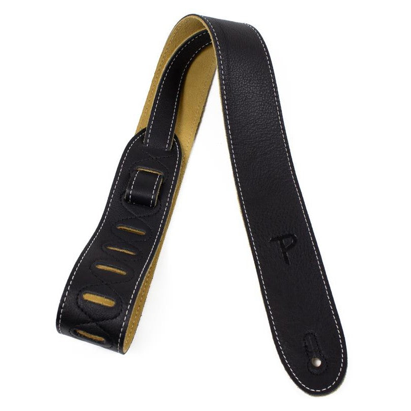 Picture of Italian Leather Black Guitar Strap