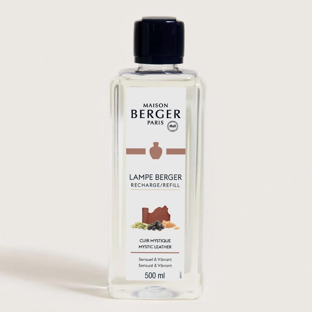 Maison Berger Mystic Leather lamp refill, 500ml bottle.