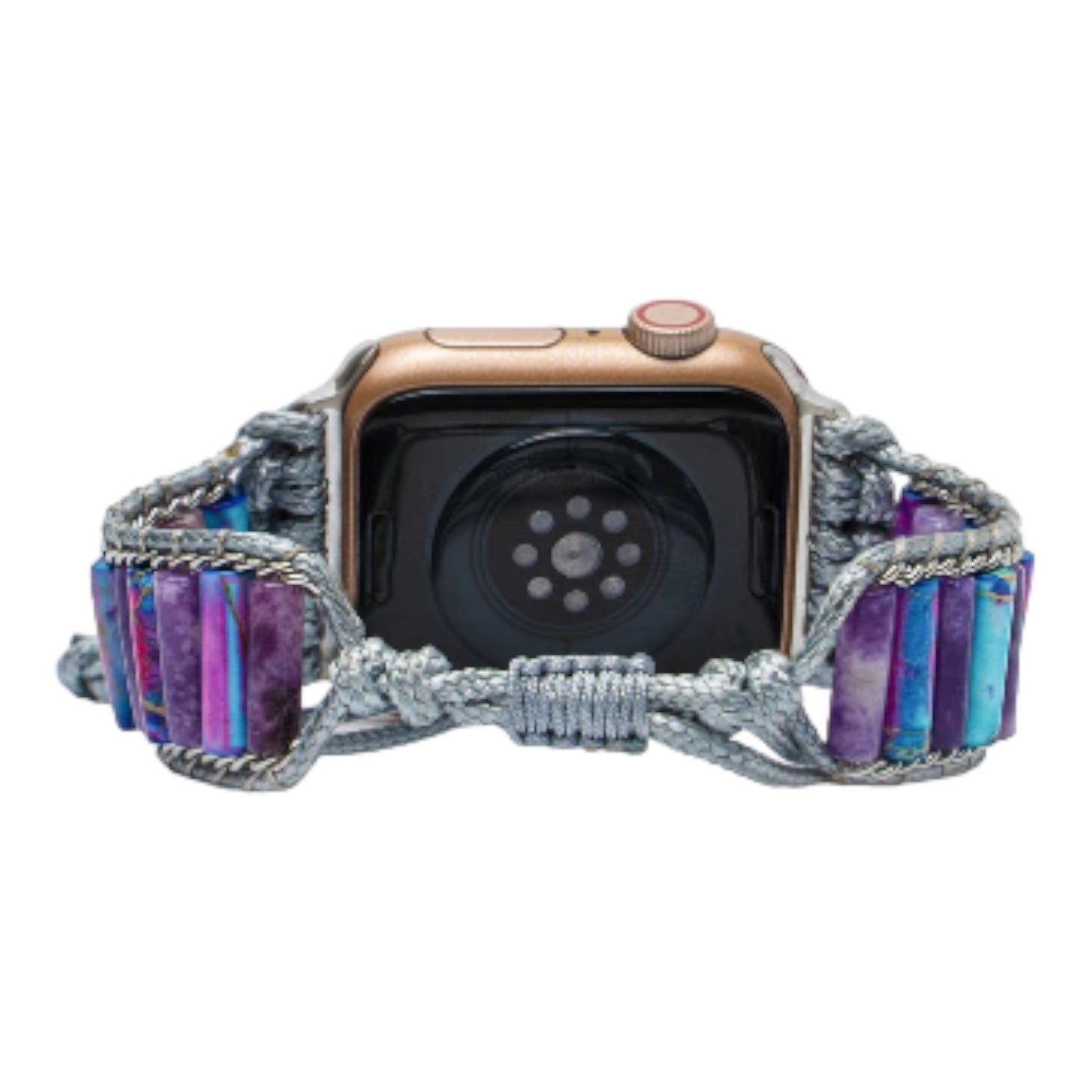 Smartwatch with a colorful beaded band.