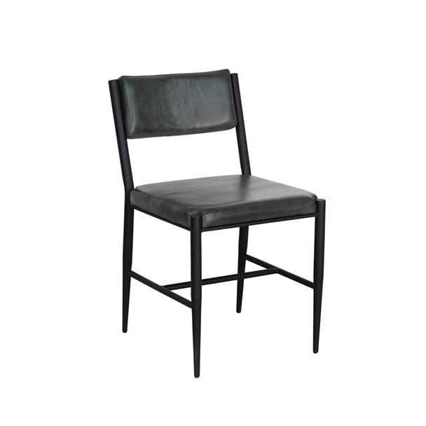 Sleek black chair with cushioned seat and backrest.