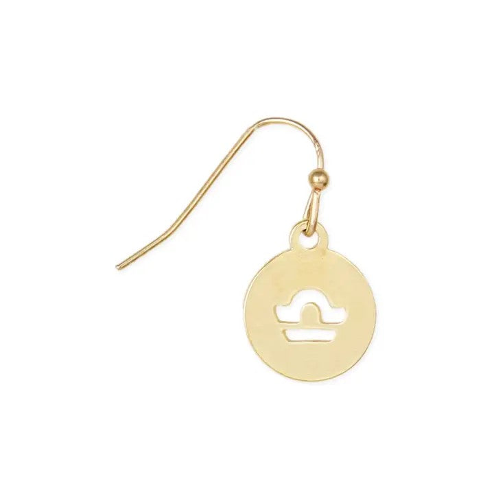 Picture of Gold Round Libra Zodiac Earrings