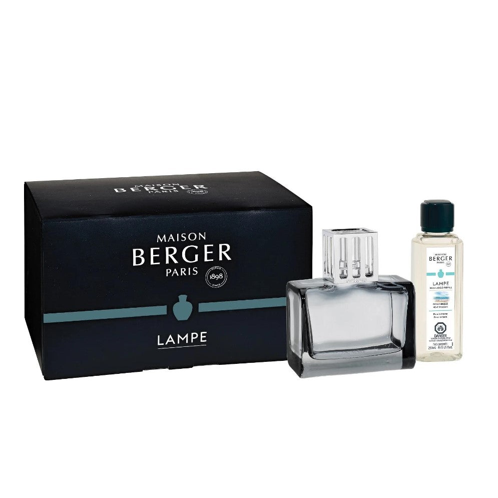 Maison Berger Paris lamp set with box and perfume bottle.