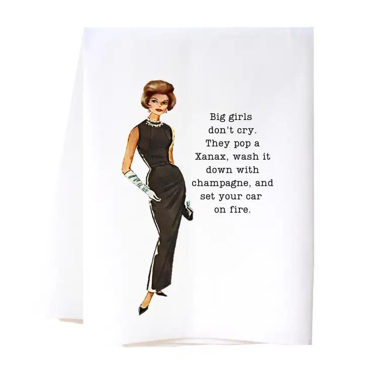 Vintage style illustration with humorous, edgy quote beside a woman in a black dress.