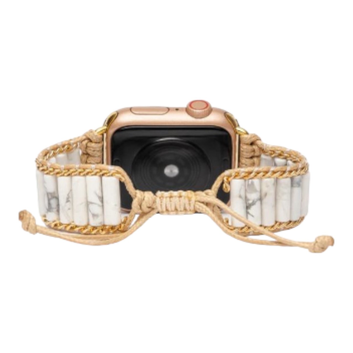 Smartwatch with a braided rope and marble band.