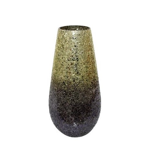 Textured vase with a gradient from green to dark brown.