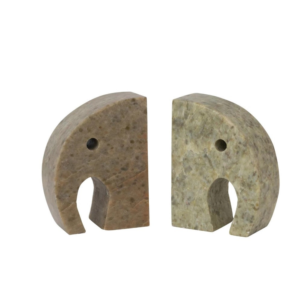 Picture of Green Soapstone Elephant Bookends