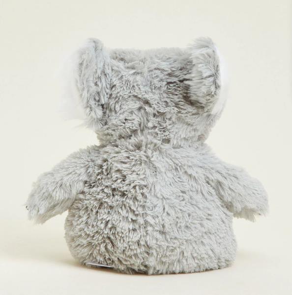 Fluffy gray plush toy viewed from the back.