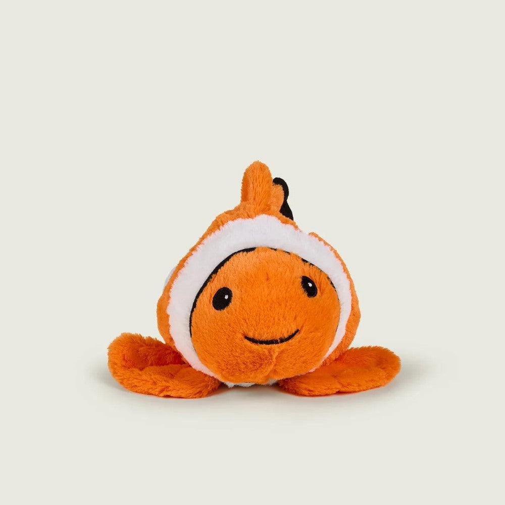 Cute orange fish plush toy with a smile.