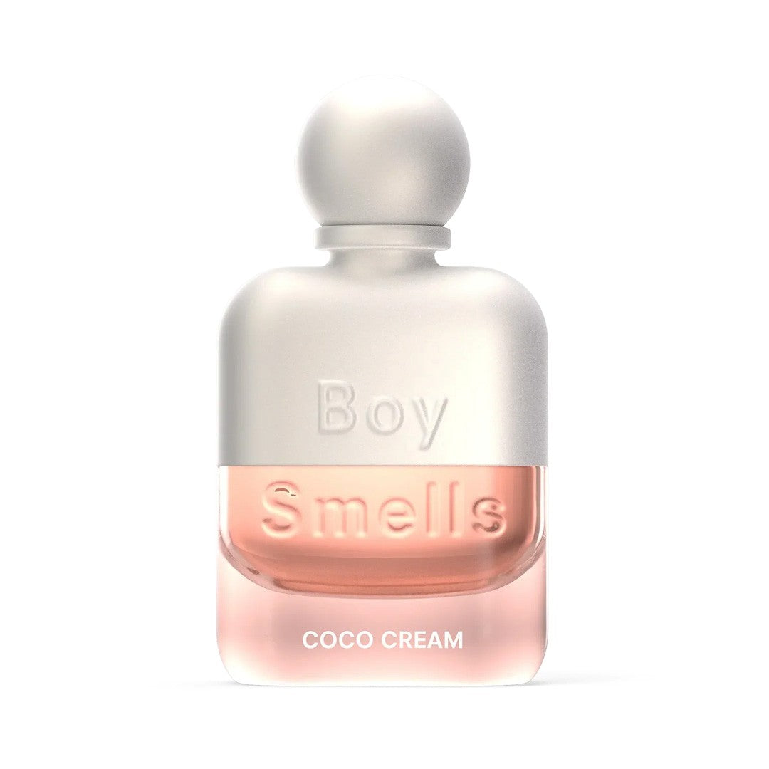 Perfume bottle labeled "Boy Smells Coco Cream."