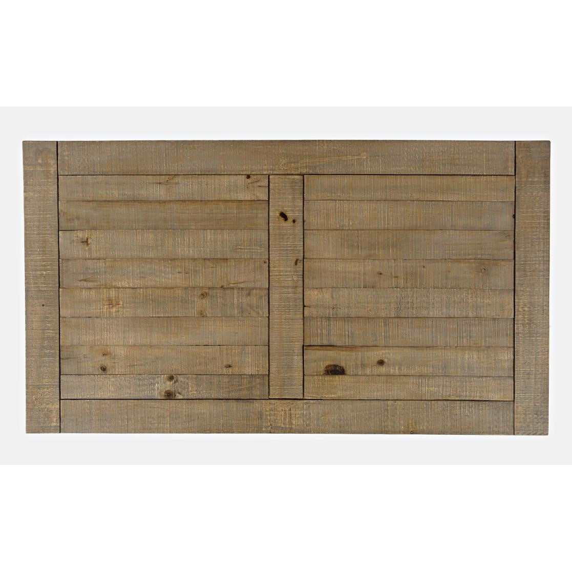 Rustic wooden panel with horizontal planks and a weathered appearance.