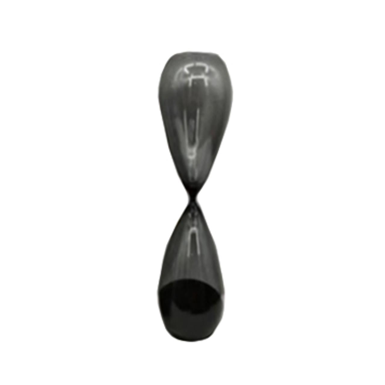 Sleek black hourglass with a minimalist design.