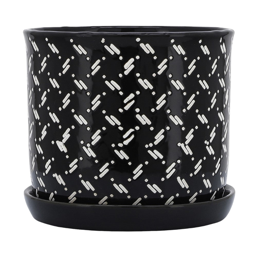 Picture of Morse Dots Planter with Saucer, Large