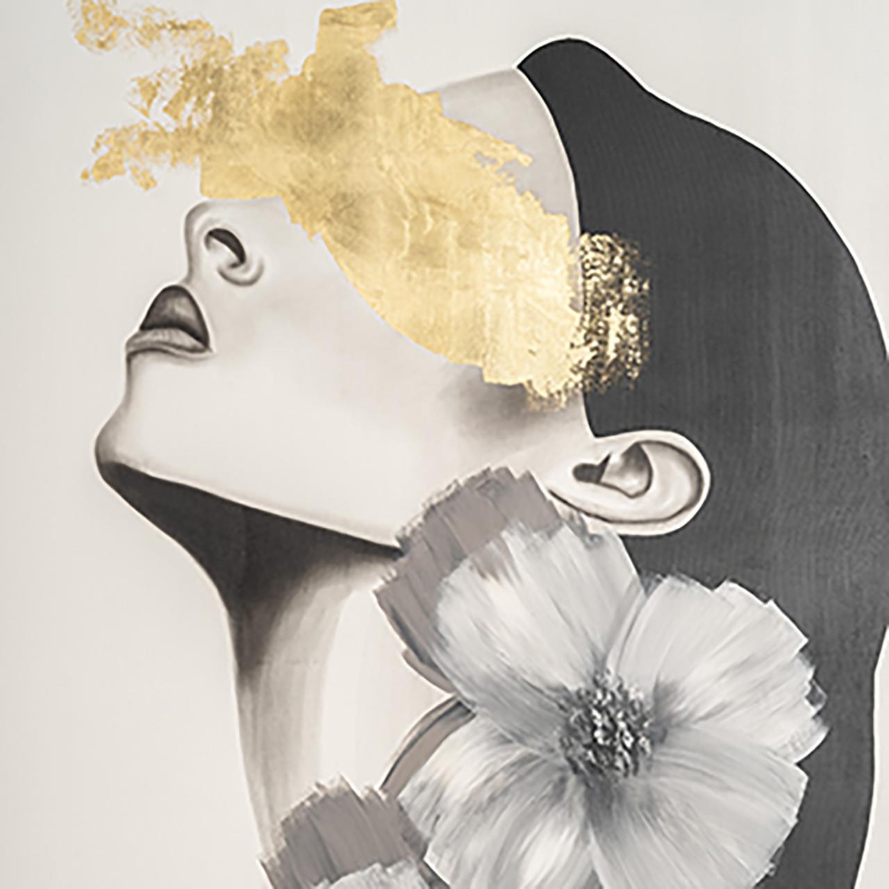Picture of "Gold Veil Woman with Flowers" Framed Wall Art
