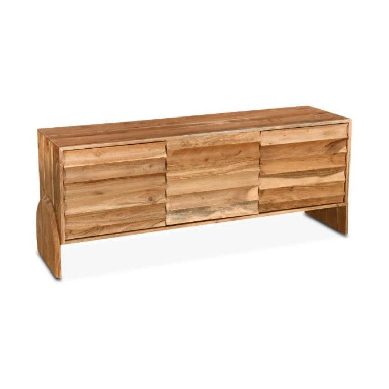 Wooden sideboard with a minimalist, natural finish and horizontal panels.