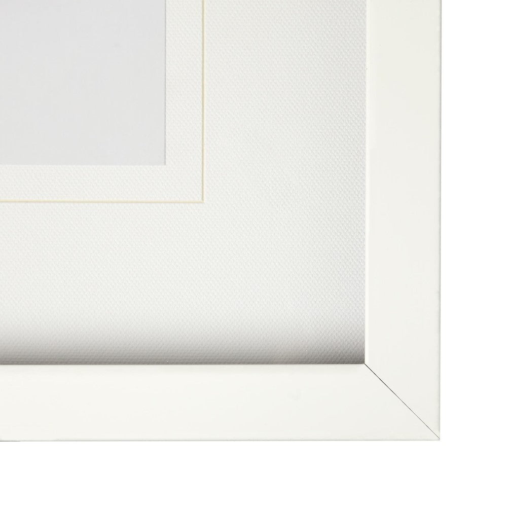 Close-up of a white picture frame corner.