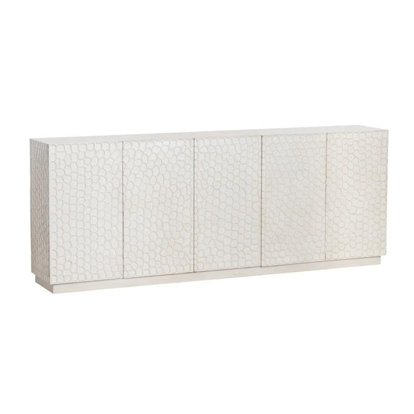 White textured sideboard with a pebble pattern.