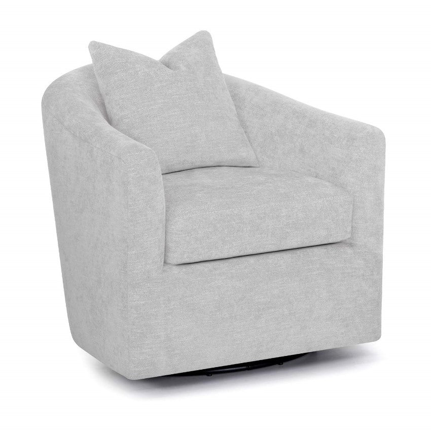 Light gray armchair with a matching pillow on a white background.