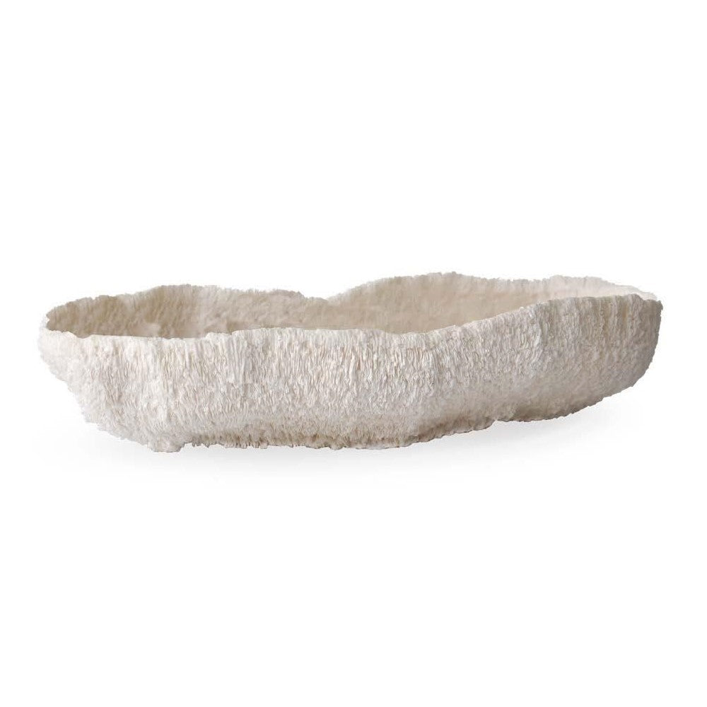 Textured white bowl with an organic, wavy rim.