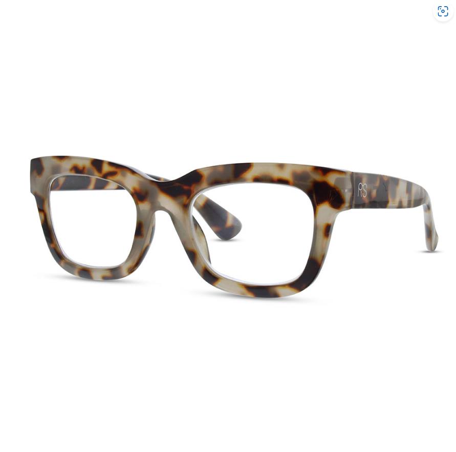 Tortoiseshell square glasses with a bold frame design.