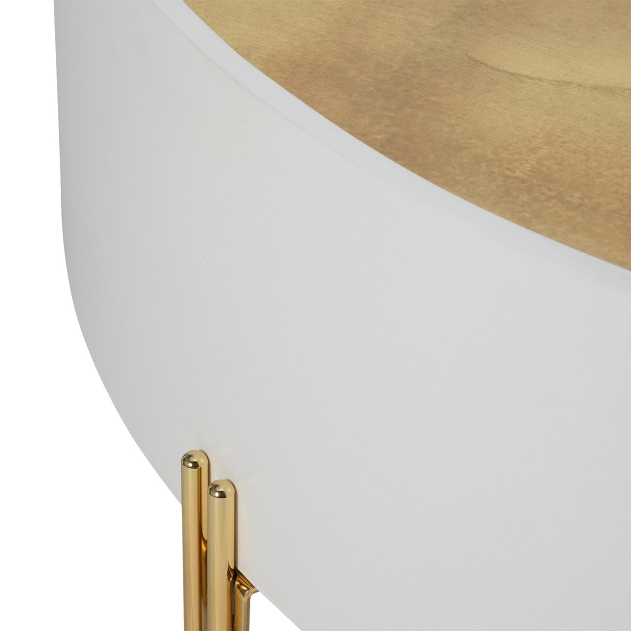 Picture of White Wood Drum Coffee Table with Gold Leaf Top