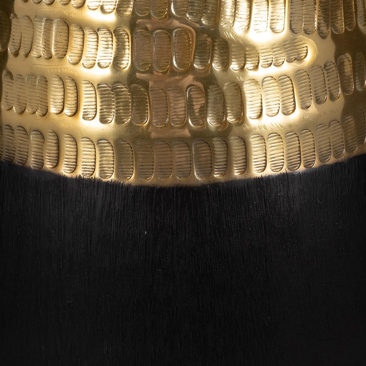 Gold textured pattern on black background.