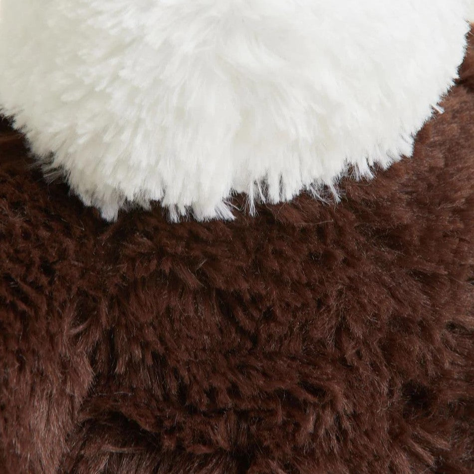 Fluffy white and brown fabric texture.