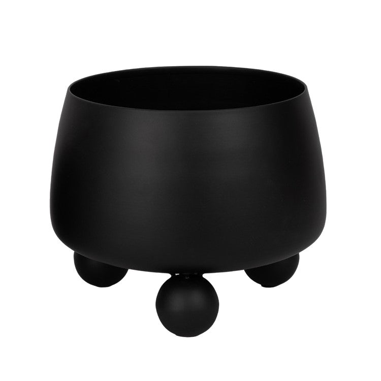 black plant pot with legs S/2 9/11" Round Metal Planters with Ball Feet, Blk