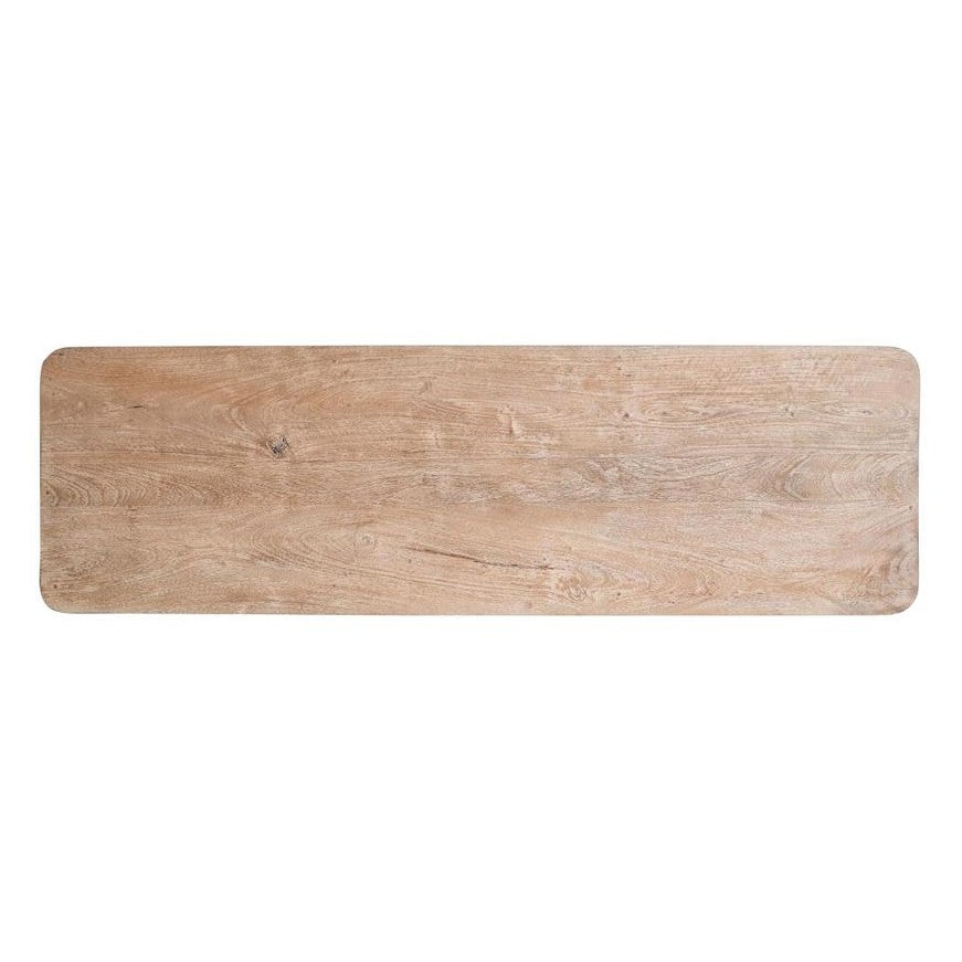 Rectangular wooden tabletop with rounded edges.