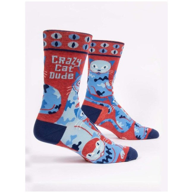 Picture of Men's Crew Socks - "Crazy Cat Dude"