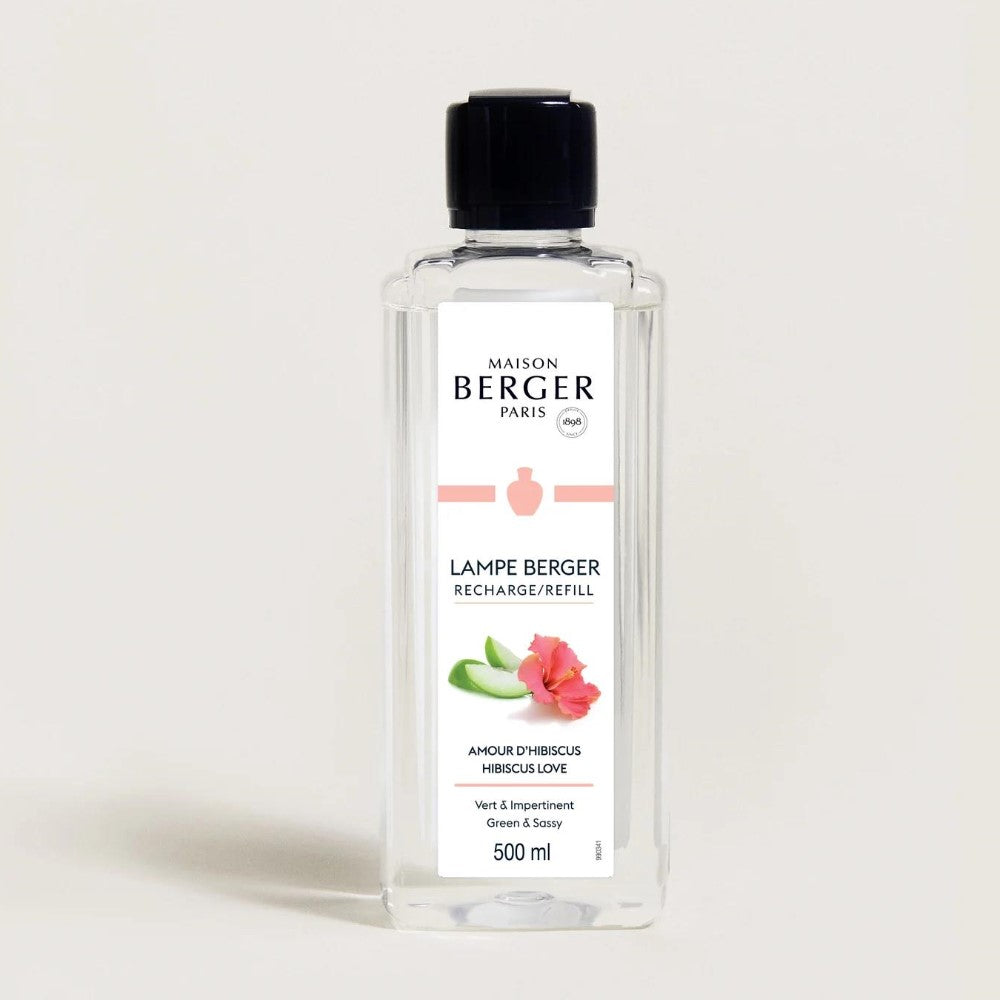 Maison Berger 500ml fragrance refill with hibiscus design on label.