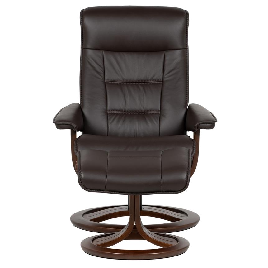 Picture of Bravo Walnut Leather Chair Espresso Base & Footstool Mid