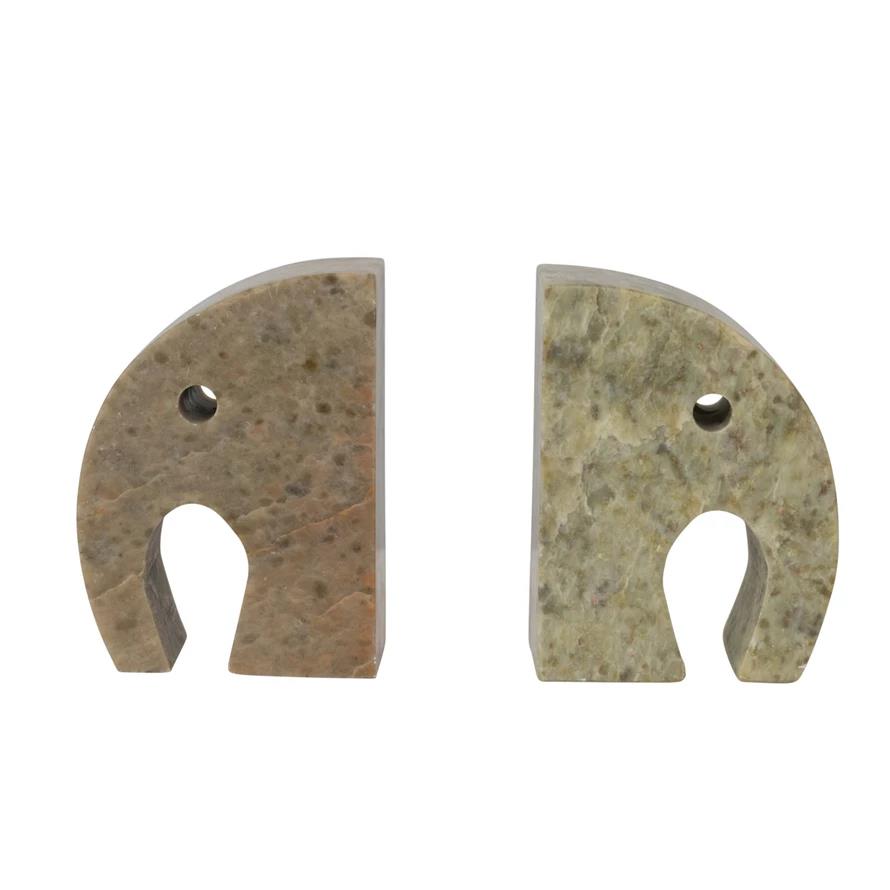 Picture of Green Soapstone Elephant Bookends