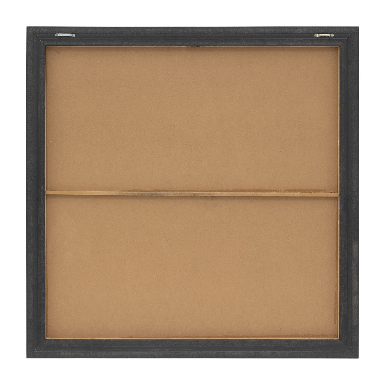 Back view of a framed canvas with a wooden crossbar.