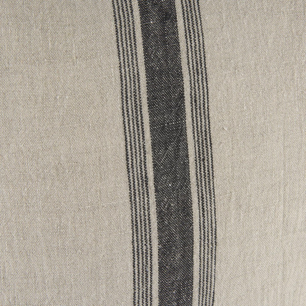 Beige fabric with vertical black stripes.