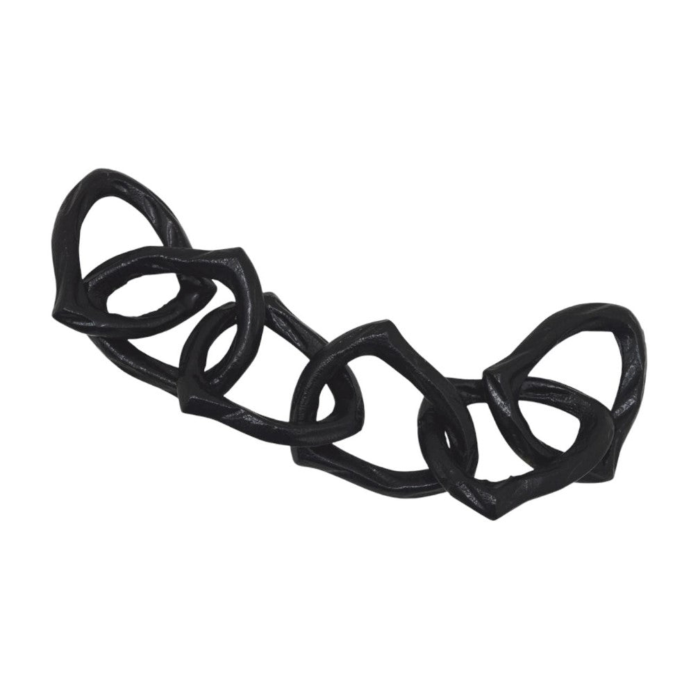 Black twisted chain links on white background.