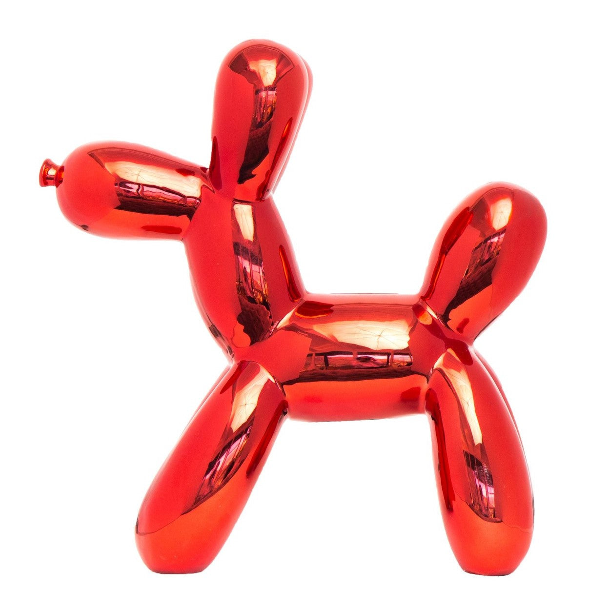 Red balloon animal sculpture.