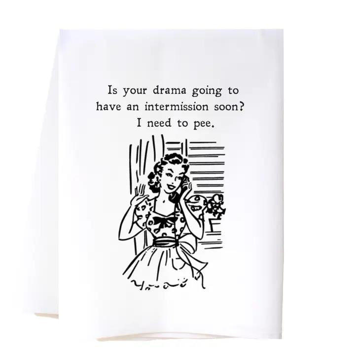 Retro illustration with humorous text about needing a bathroom break.