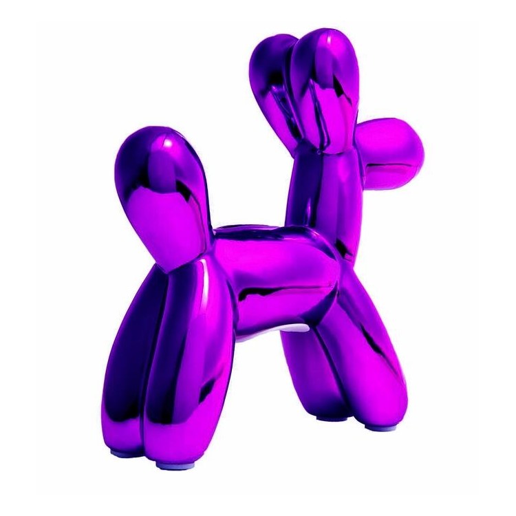 Shiny purple balloon dog sculpture.
