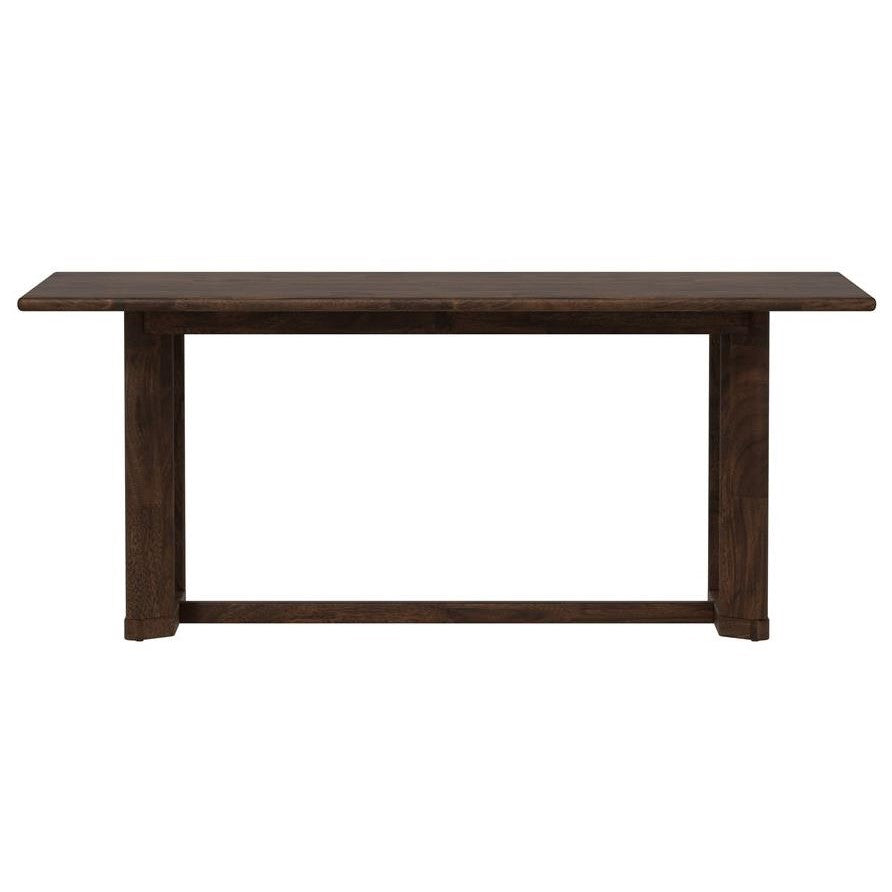 Wooden rectangular table with a minimalist design.