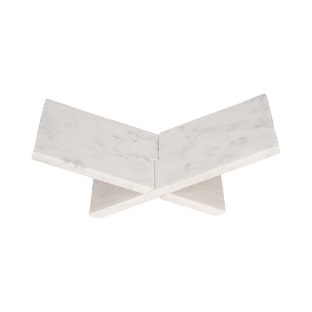 Marble book stand with intersecting panels.