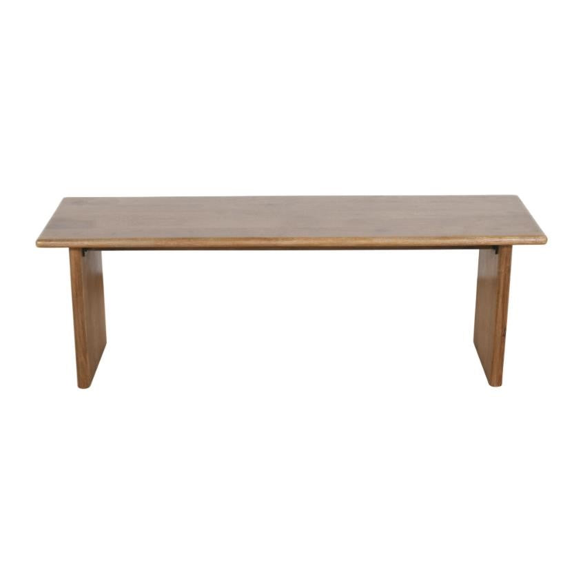 Simple wooden bench with a flat top and minimal design.