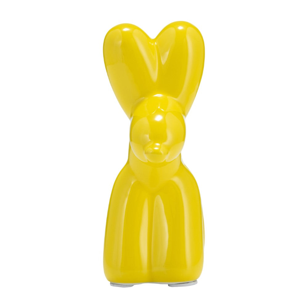 Yellow bunny-shaped balloon sculpture.