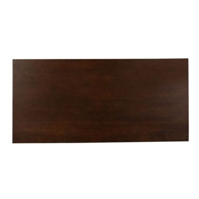 Dark brown wooden rectangle surface against white background.