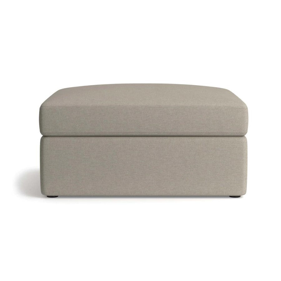 Gray, rectangular ottoman with a simple, modern design.