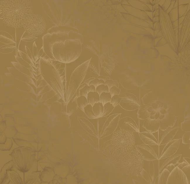 Picture of Tempaper Homestead Floral Metallic Marigold Single Roll Wallpaper